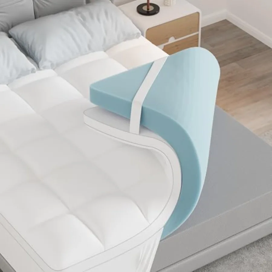 Dual Layer 4.5 Inch Memory Foam Mattress Topper 2.5 Inch Cooling Memory Foam 2 Inch Thick Pillow Top Mattress Pad Cover for Har