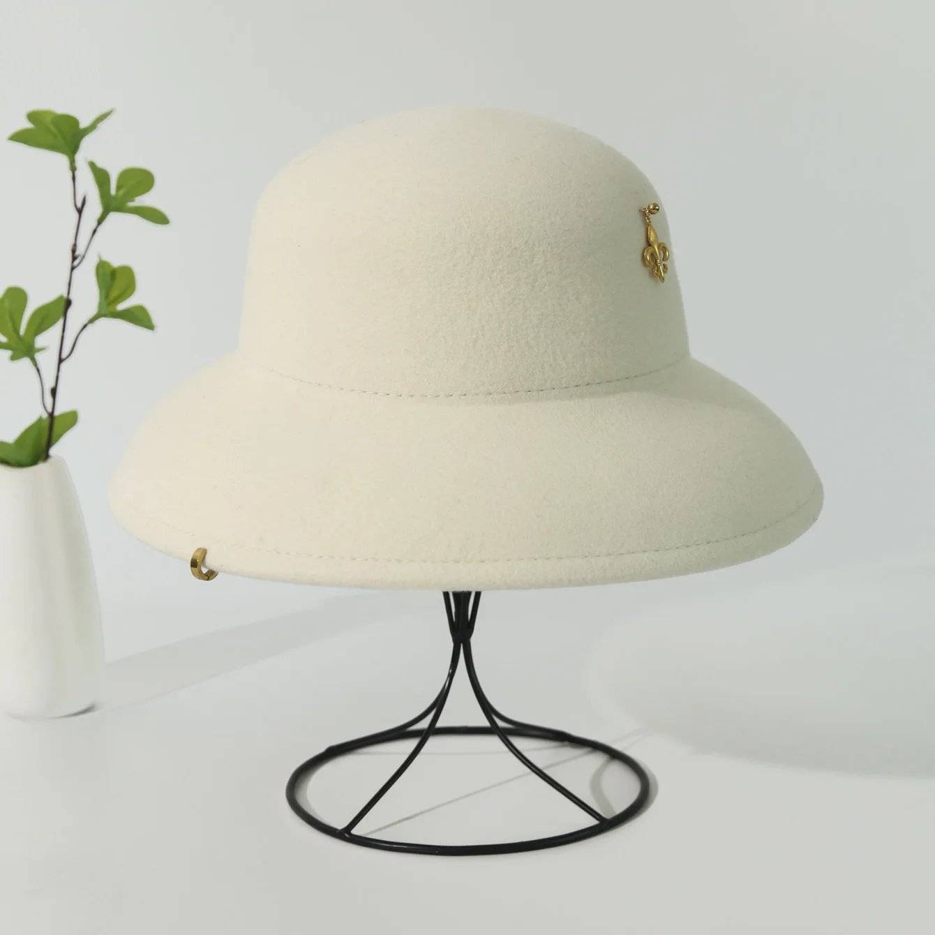 Pure Wool Hepburn Anchor Bucket Hat, Якір Шапка з чистої вовни, Elegant Winter Cap