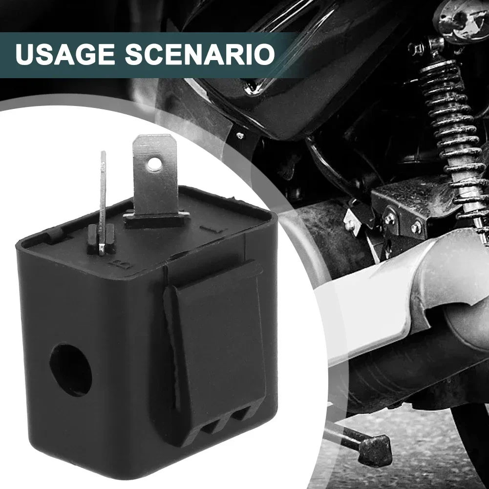 48 V 2Pin Motorcycle Blinker Adjustable LED Flasher Relay Turn Signal Indicator ABS Black For Electric Bikes Scooters Waterproof image 2