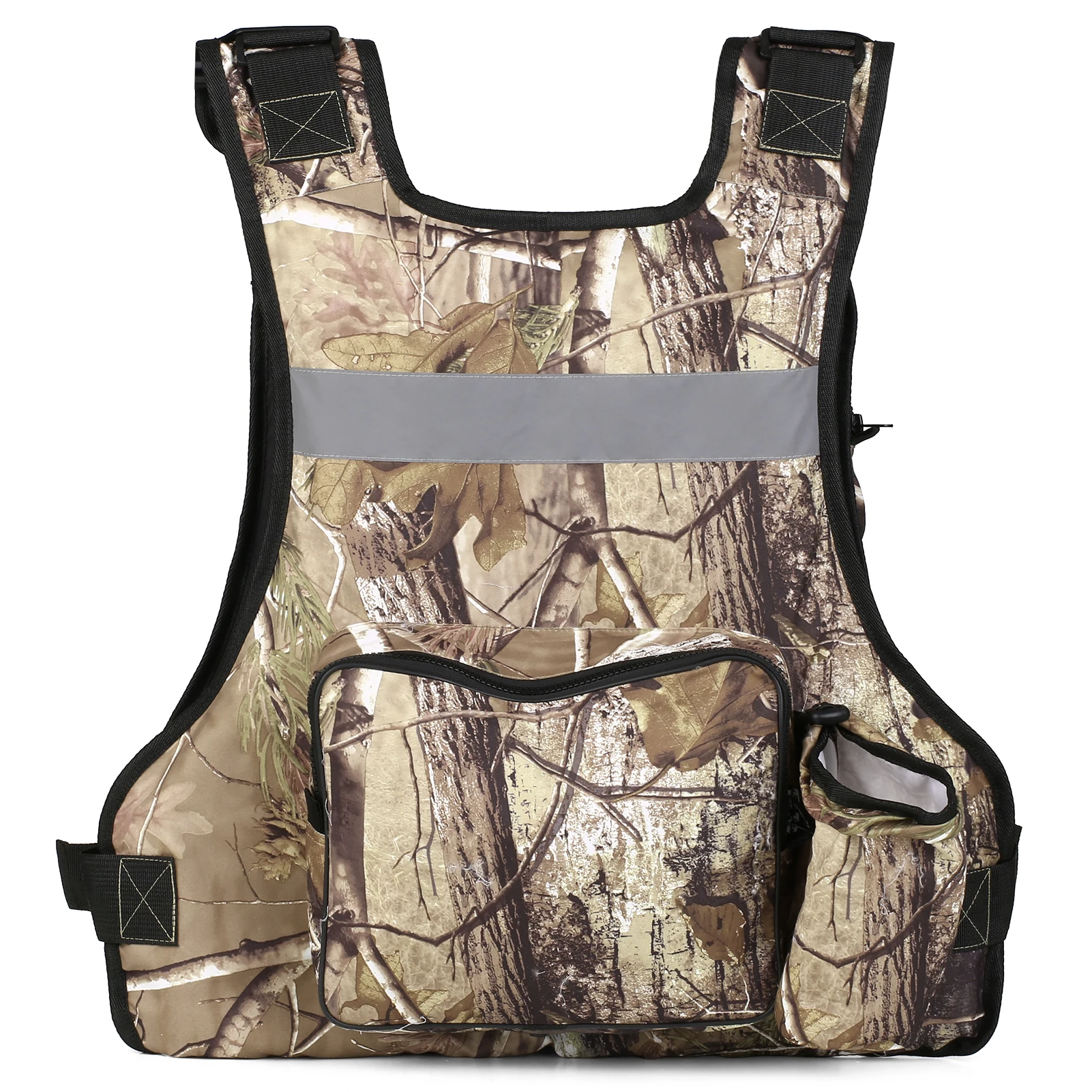 Multi-Pockets Fly Fishing Jacket Buoyancy Vest with Water Bottle Holder for Kayaking Sailing Boating Water Sports