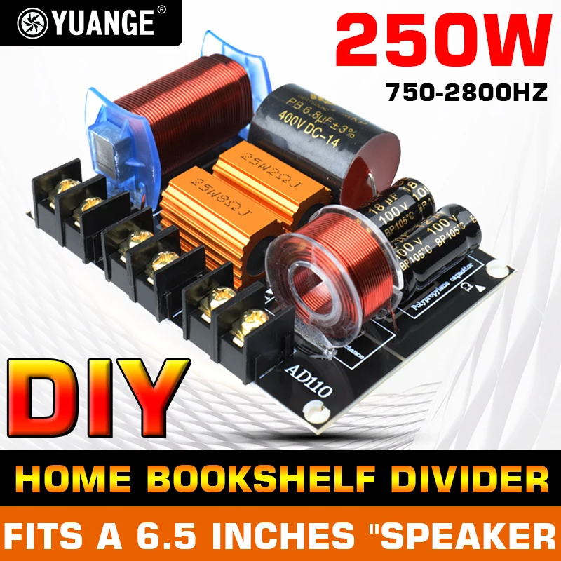 350W car household voltage divider, 2-unit filter cross 750HZ/2800HZ, high and low speaker 6.5 inches, KTV/DIY/ speaker/bookshel