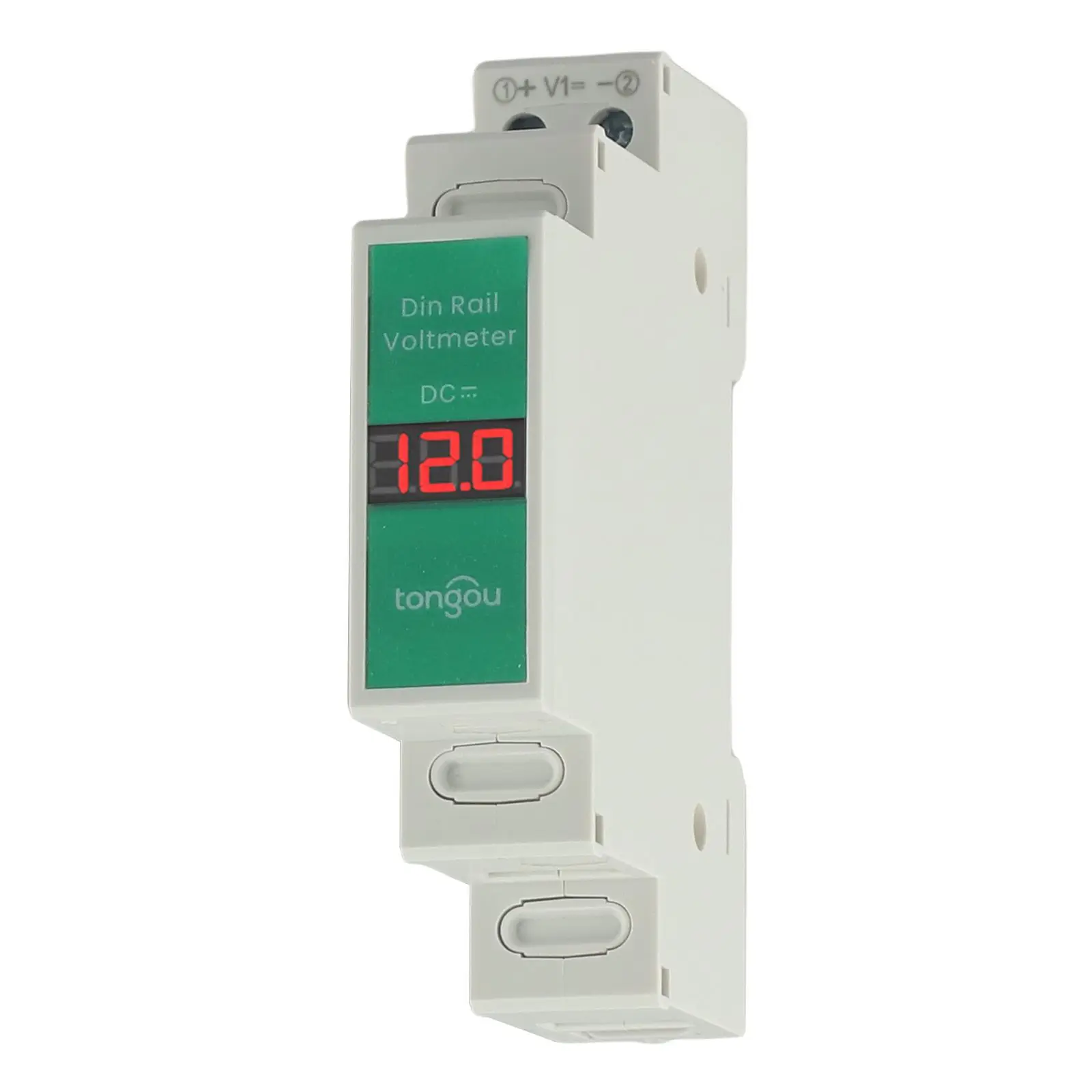 Sleek Design Digital Voltage Meter Tailored for Din Rail Mounting and Capable of Measuring Between DC Levels of 11 and 310 Volts