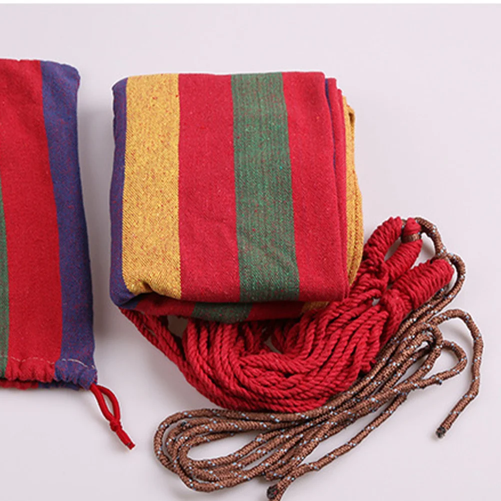 

Outdoor Camping Canvas Hammock Portable Striped Swing Hanging Chair Sturdy Reliable Operation Multifunctional Creative Design