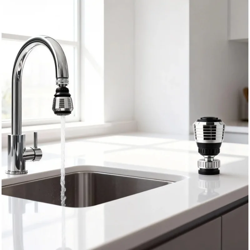 1PC 360° Rotating Kitchen Faucet Aerator - Water Saving Nozzle Filter with Universal Adapter & Splash Guard
