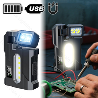 Portable Mini LED Flashlight USB Rechargeable Tail Magnet Super Bright Camping Lantern COB Emergency Warning Light