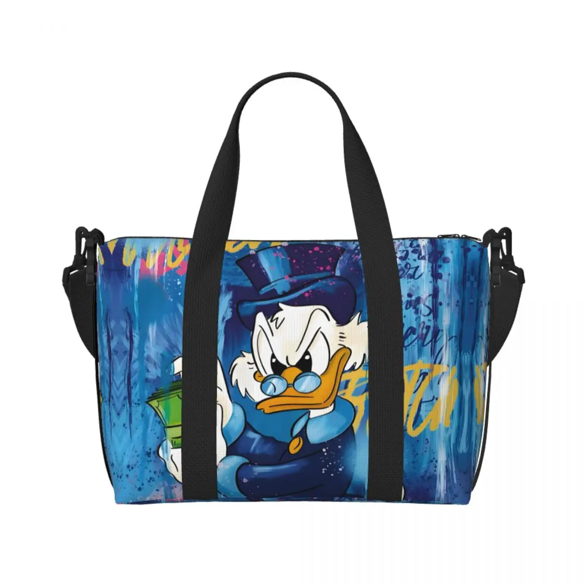 Custom Donald Duck Anime Cartoon Groceries Tote Shopping Bag Women Big Capacity Graffiti Design Gym Beach Travel Bags