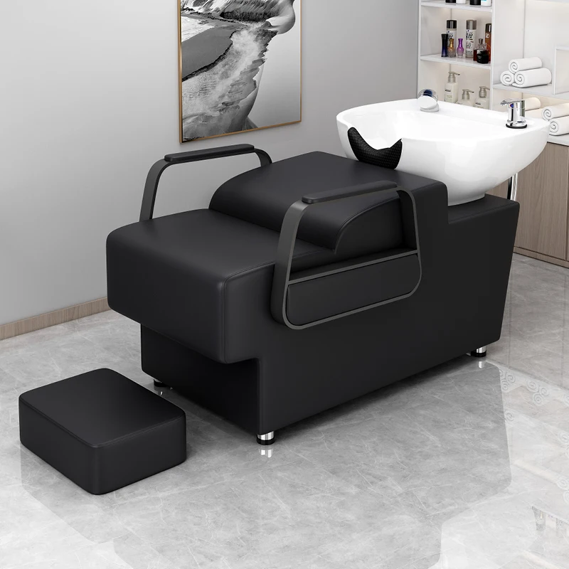 

Internet celebrity hair salon flush bed premium semi-reclining stainless steel shampoo bed barber shop special