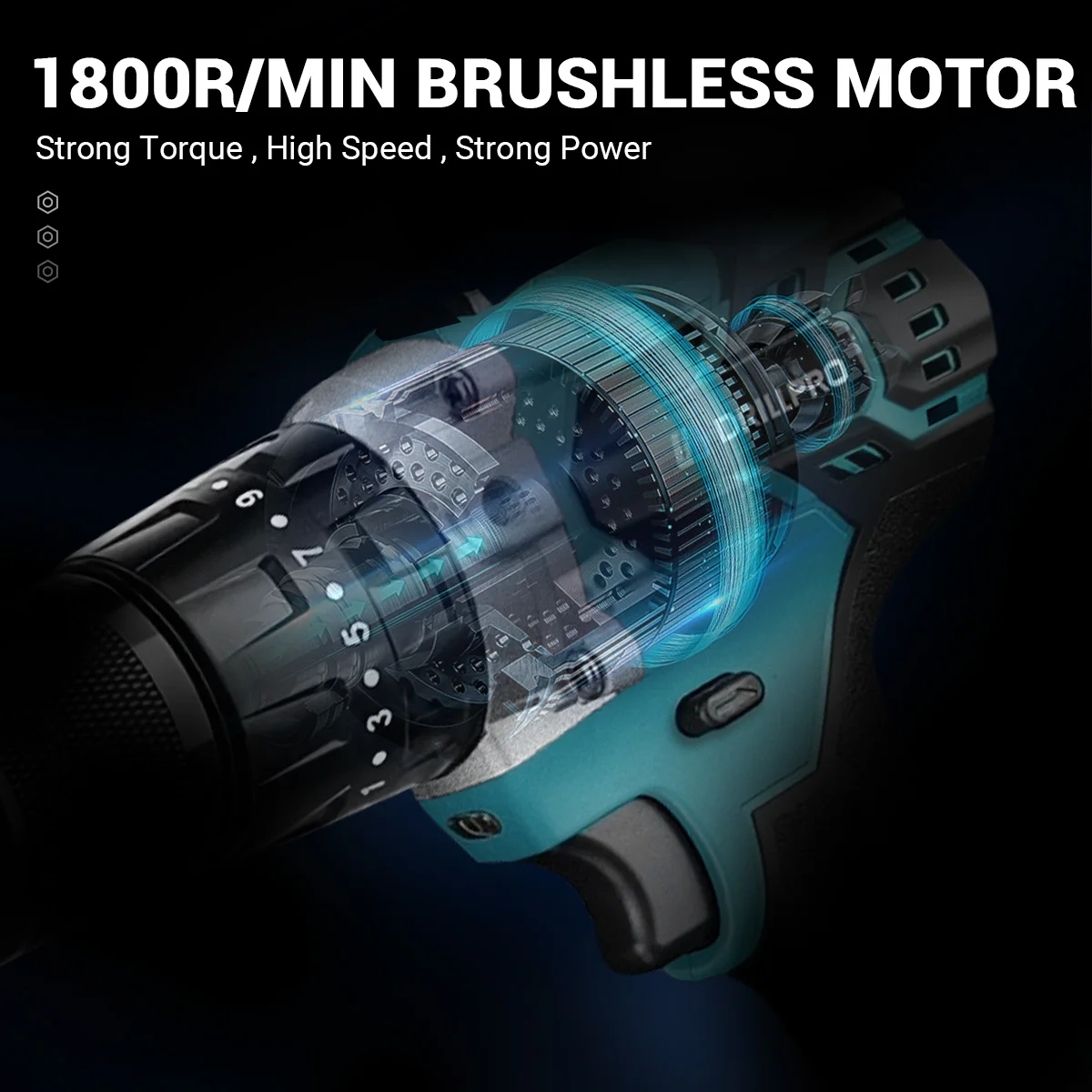 Drillpro 13MM Brushless Electric Impact Drill 20+3 Torque Screwdriver Hammer Drill Winter Ice Power Tools For Makita Battery