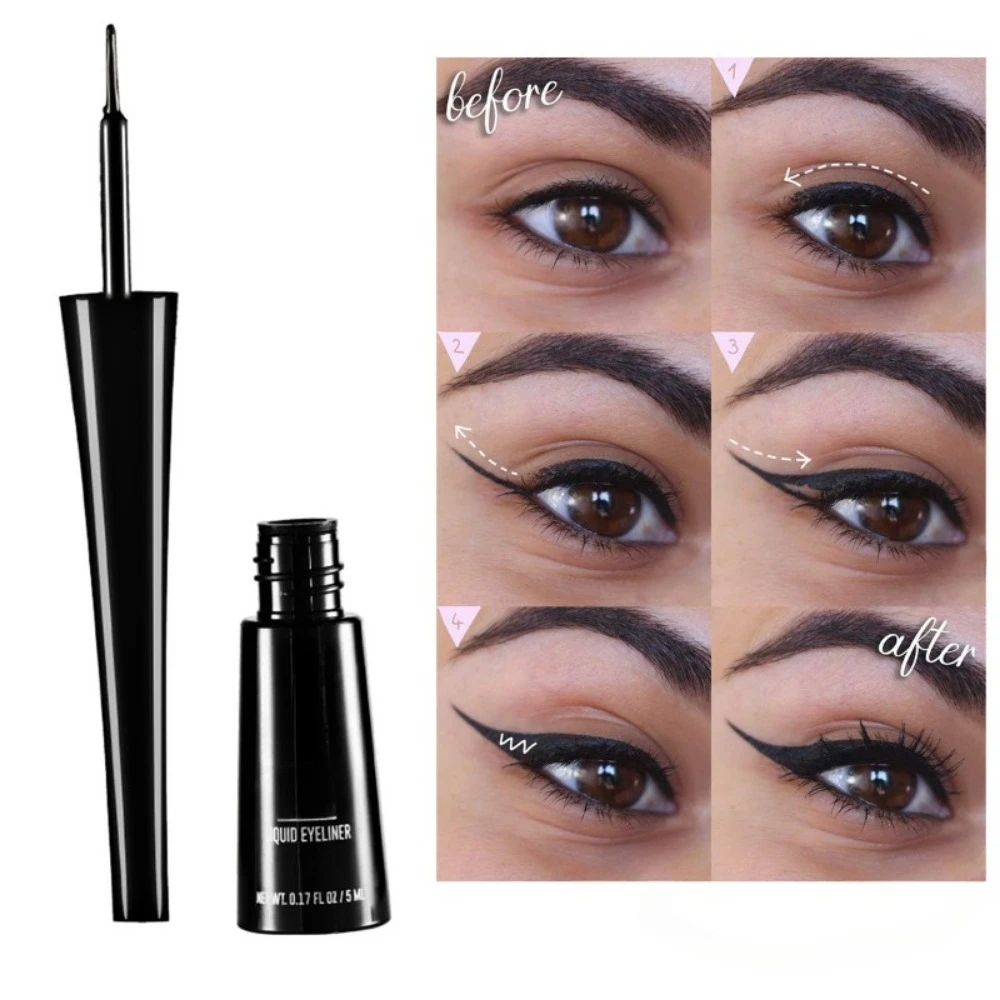 3-kolorowy matowy eyeliner w kolorze szaro-niebieskim czarnym do szarego wyglądu Wodoodporna, odporna na blaknięcie formuła Łatwy w aplikacji pędzel do eyelinera w płynie