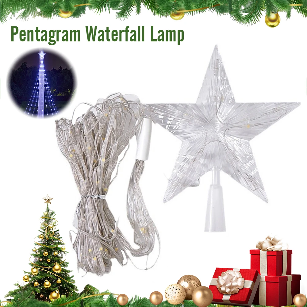 

198 светодиодных рождественских декоративных светодиодных гирлянд для рождественской елки, уличные струнные разноцветные цветные огни со звездами для двора, сада, в помещении и на открытом воздухе