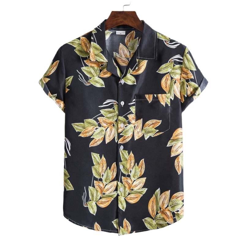 

Hawaiian Shirt Men Shirts and Blouses Beach Man T-shirt Men's Tiki Korean Popular Clothes Short Sleeve Clothing Mens T-shirts