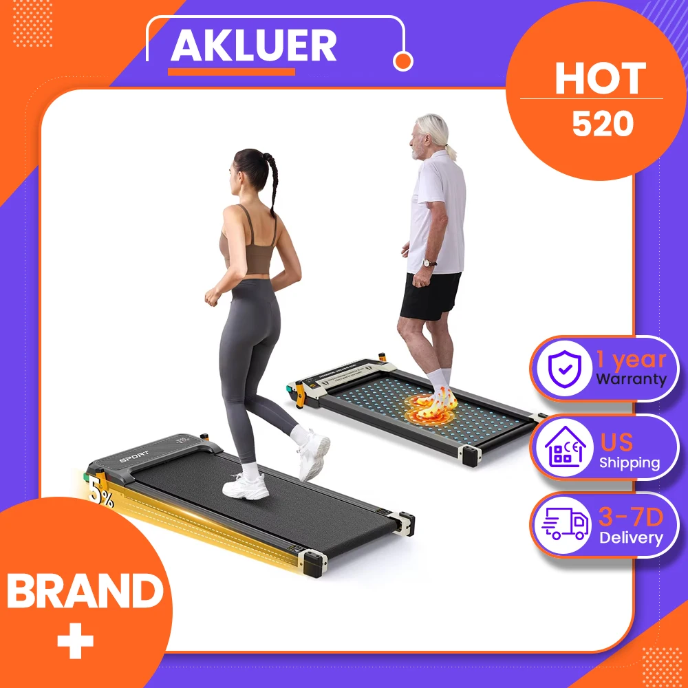 Akluer 520 Dual-Sided Under Desk Treadmill with Shiatsu Foot Massager, Walking Pad with Incline, 2.5HP Quiet Motor, LED Display, Remote Control, 150kg (330 LBS) Capacity, 900*400mm Running Area, Local delivery