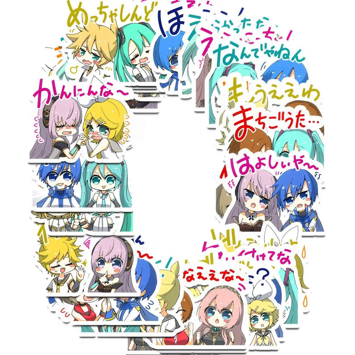 40Pcs/set Anime Hatsune Miku Rin Len KAITO Luka kawaii Figure Waterproof sticker model toys DIY Hand account stickers Gifts