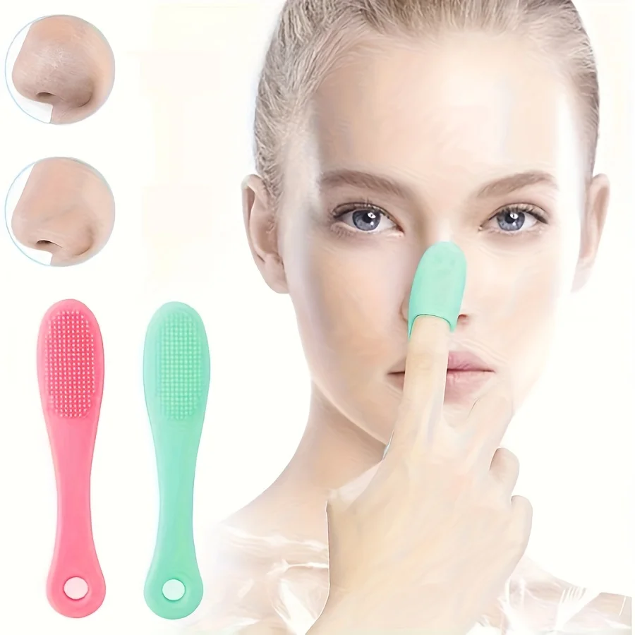 1 Finger-shaped Soft Silicone Nose Brush for Facial Cleansing, BlackRemoval, Nose Brush, Exfoliating