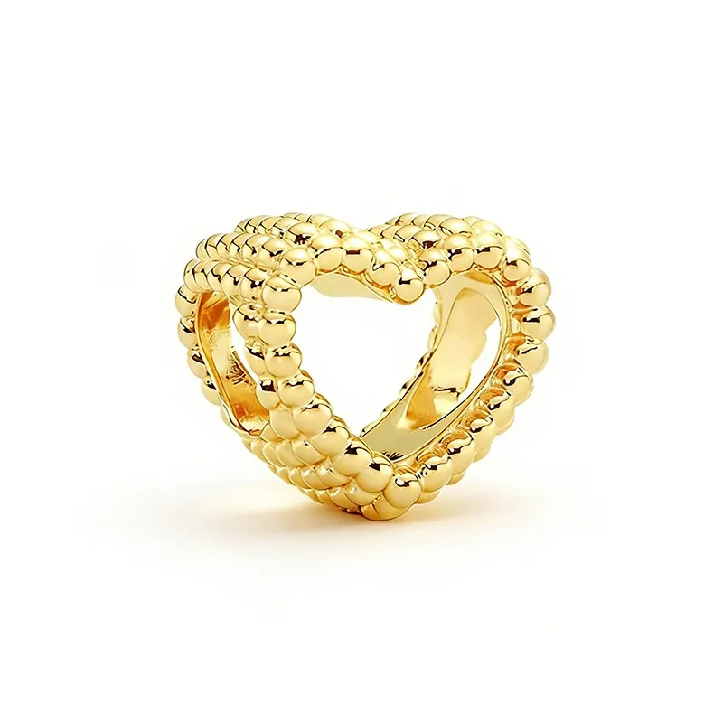 

Hot-Selling DIY HollowHeart Bubble Like Three-Dimensional Texture Charms Bead Fit Original Snake Bone Sterling Silver Bracelet