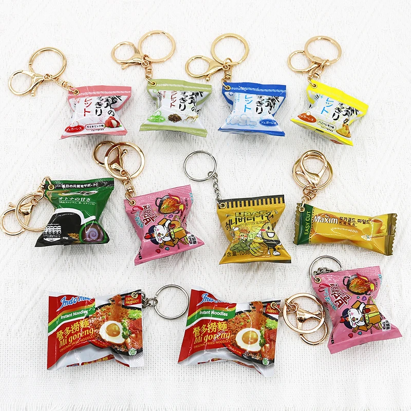 1 pieza de fideos de pavo coreano, café blanco y colgante Duo Lo Mein, regalo, comida japonesa simulada, juego, bolsa de aperitivos, llavero