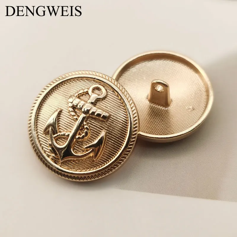 Round Gold Metal Buttons Designer style Alloy Women\'s Windbreaker Coats Decorative Designers DIY Sewing Buttons Wholesale 10pcs