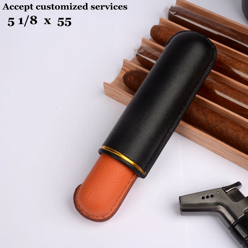 

Leather Cigar Case 52Ring Gauge Humidor 4 7/8 inch Single Tube Mini Cigar Holder Men's Cigar Box Smoking Accessory for Christmas