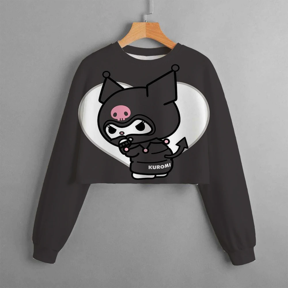 Hello Kitty MINISO Kuromi Hoodie anak-anak, baju olahraga luar ruangan lengan panjang motif, atasan Sweatshirt lengan panjang untuk anak perempuan