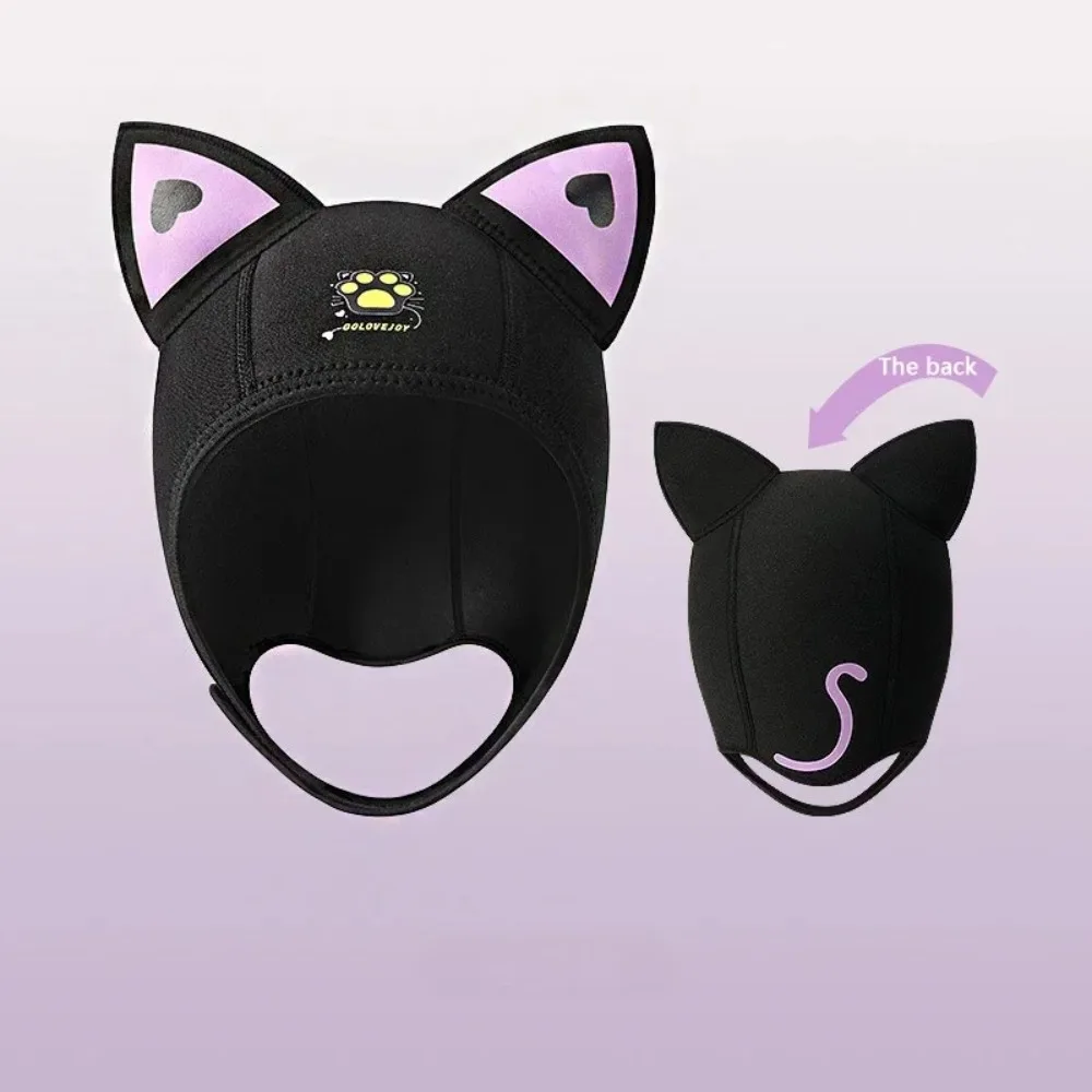 

Neoprene Diving Headband Clear Vision Wetsuit Hood Outdoor Diving Hat Cute Professional Cat Ears Swimming Headband Water Sports