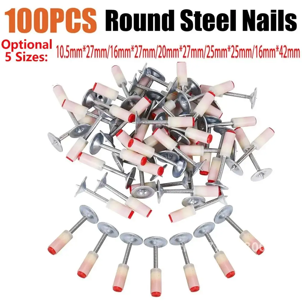 

100PCS Steel Nails Round for Steel Nail Gun 10.5mm 16mm 20mm 25mm Pneumatic Nailing Gun Wall Fastening Tool Nailer Special Nails