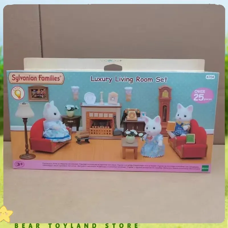 Sylvanian Families Toys Girl Toy Kitchens Authentic Ternurines Red Sofa Fireplace Retro Living Room Out of Print Living Room Set