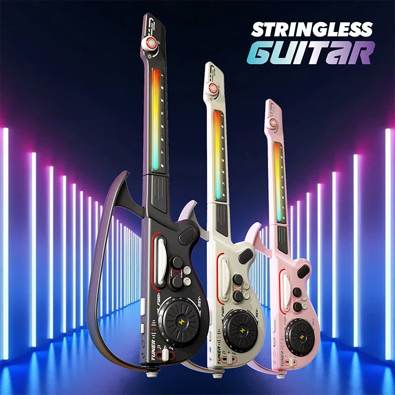 Stringless Electric Guitar Toy DJ Music Mixer LED Lights Multifunction Early Education Musical Instrument Toy for Children Gifts