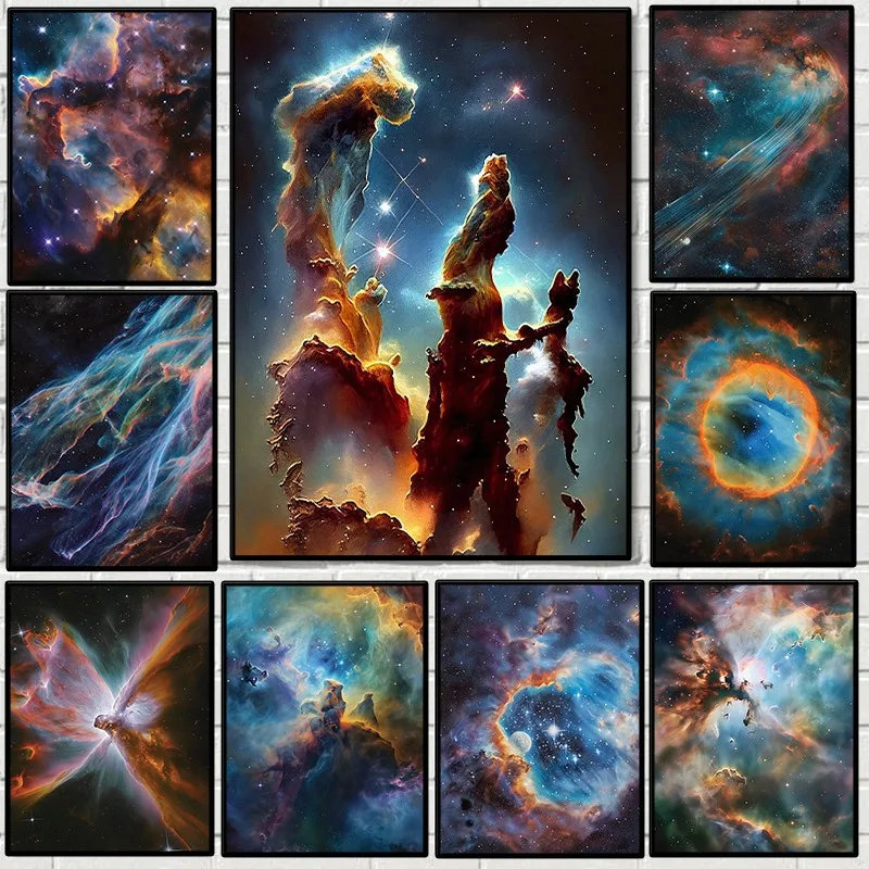 Interstellar Sci-fi Nebula Poster Outer Space Hubble Telescope Astronomy Constellation Canvas Painting Wall Art Room Home Decor
