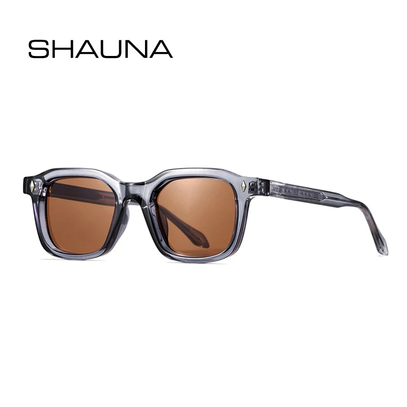 SHAUNA Retro Square Men Luxury Sunglasses Fashion Rivets Women Shades UV400 Trending Punk Yellow Green Sun Glasses