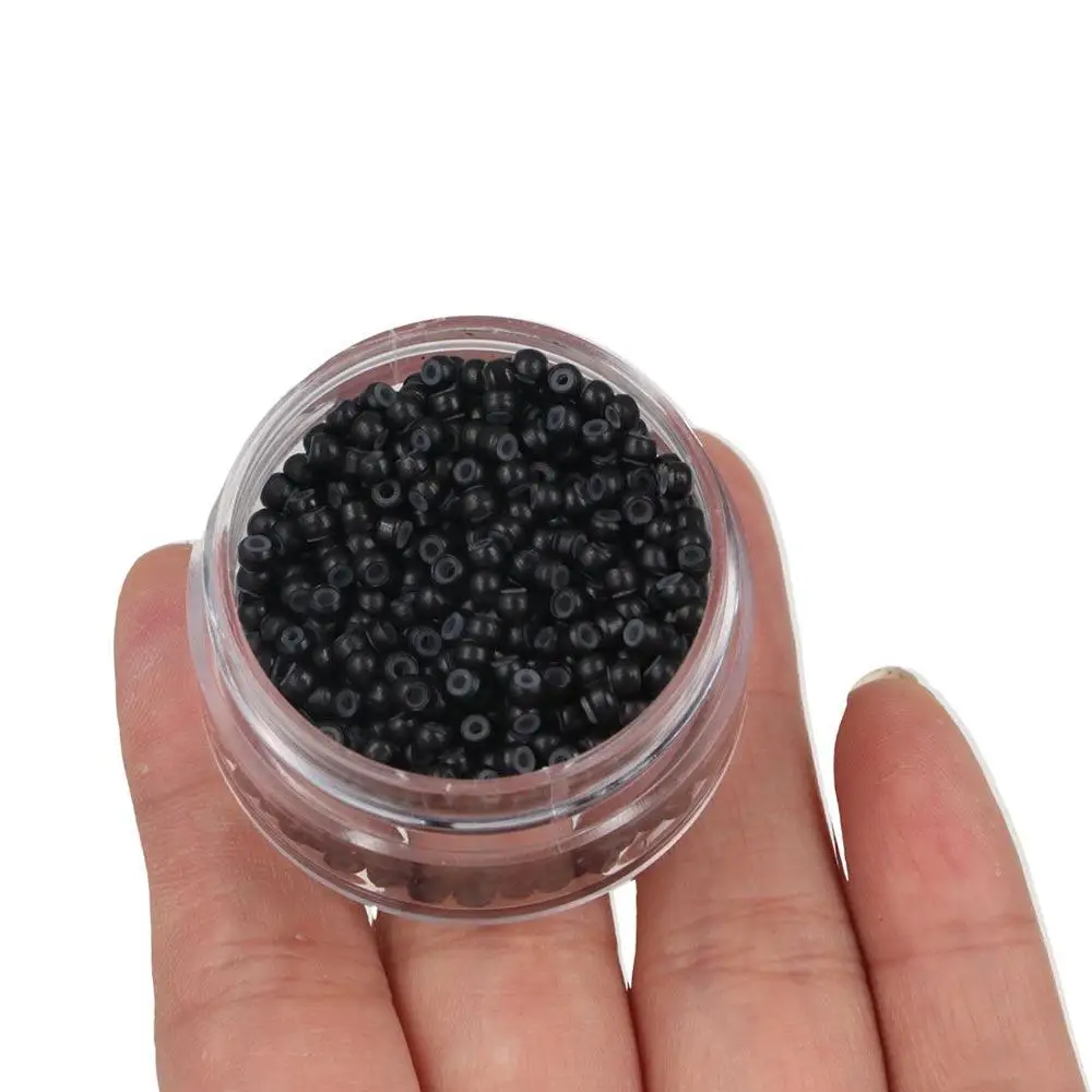 1000 Pcs 3.0mm Silicone Nano Rings Micro Beads Hair Rings Copper Rings with Silicone Dreadlock Hair Extension Tools