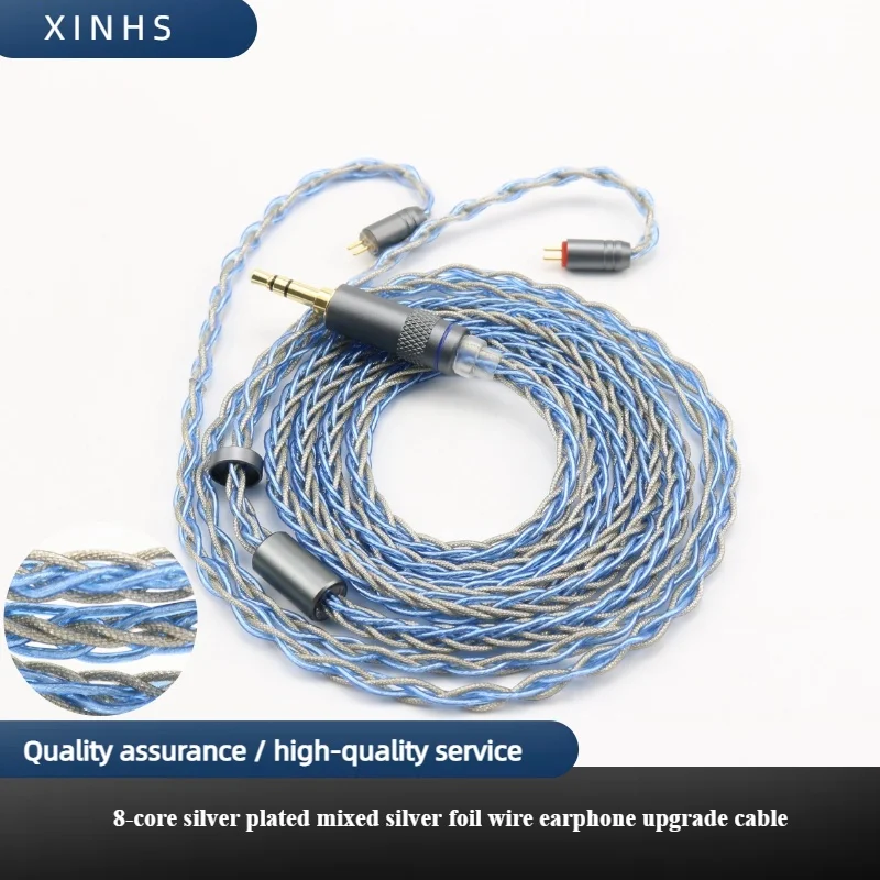 XINHS 8Core Single Crystal Copper Mixed Silver Foil Wire QDC 2PIN Headphone Upgrade Cable Suitable for Sanreya Original QDC