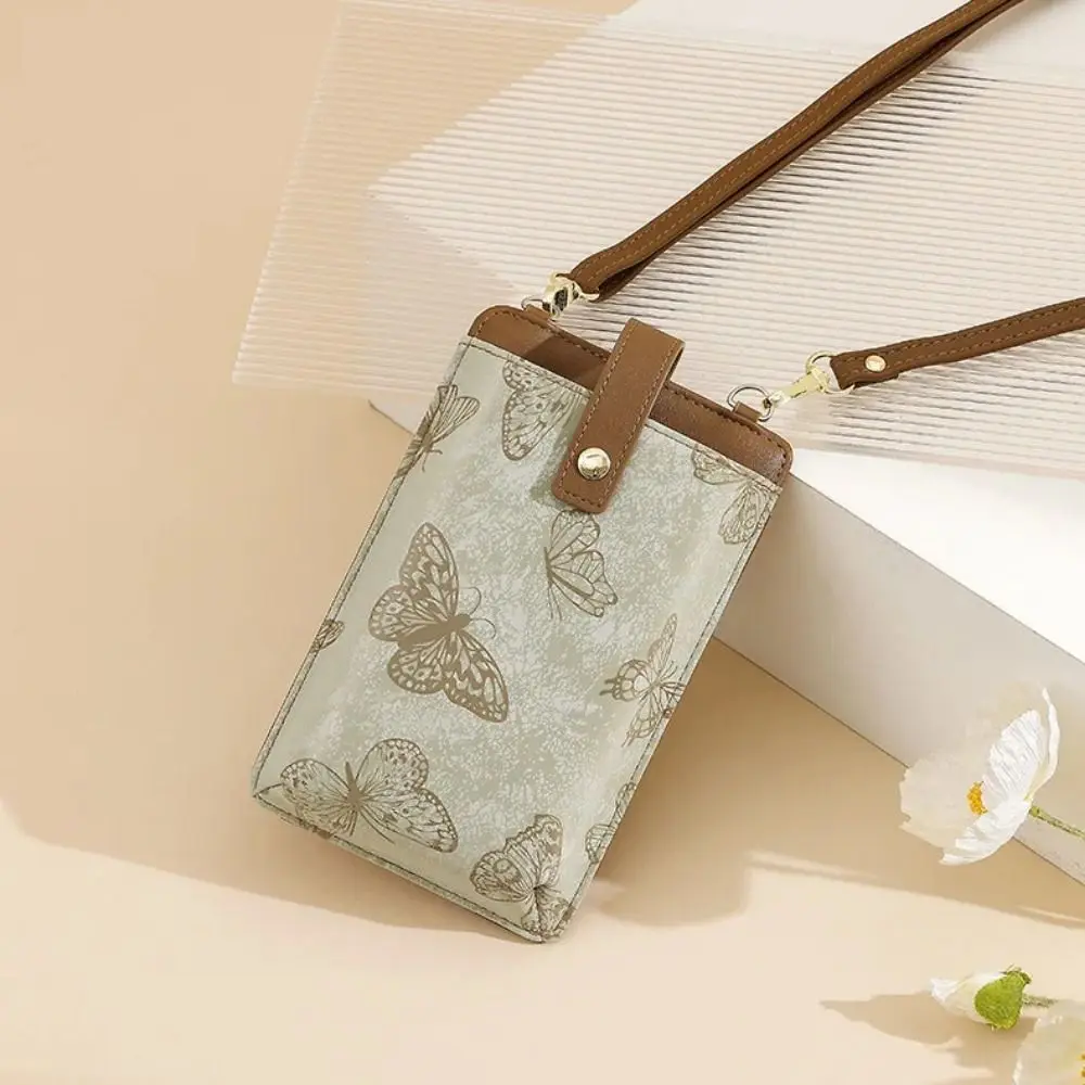 蝶携帯電話バッグ多機能 PU レザー電話クロスボディバッグぶら下げ財布ミニ女性のメッセンジャーバッグアウトドア