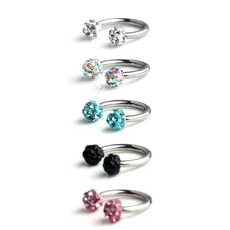 5PCS 16G Crystal Tiny Nose Septum Horseshoe Earring Eyebrow Lip Helix Tragus Cartilage Piercing Lip Rings Daith Piercing Jewelry