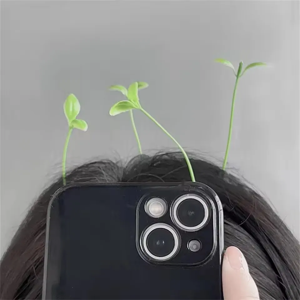10 Stück süße Artefakte, lustige kleine Sojasprossen mit Gras-Haarspangen, die an ihren Köpfen wachsen, sprießen, Gras-Haarspange, Kopfbedeckung – Detail 5