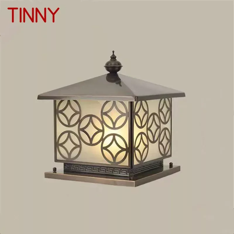 

TINNY Outdoor Electricity Post Lamp Vintage Creative Chinese Brass Pillar Light LED Waterproof IP65 for Home Villa Courtyard