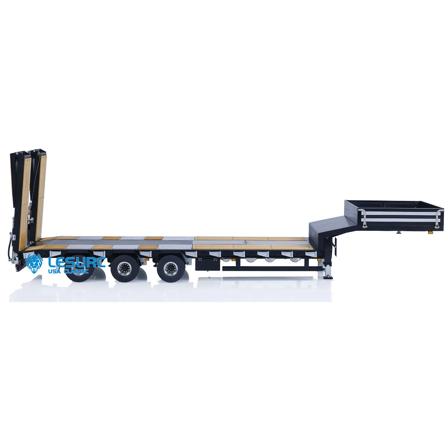 Metal LESU Trailer W/ Electric Hydraulic Lifting Light System For 1/14 Model RC Dumper Tractor Car Toys Assembled Painted Parts