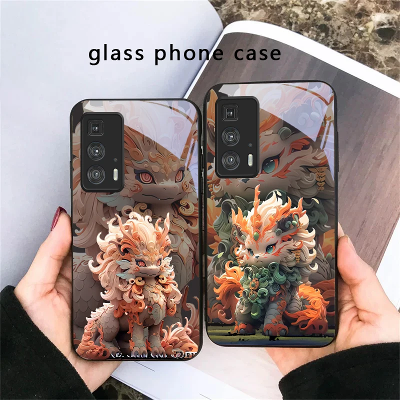 Kirin with flowing hair For Motorola Moto Edge 20 Lite 30 Pro 40 Neo 50 Ultra G45 G54 G55 G75 G84 G85 G Play 23 Glass Phone Case view 5