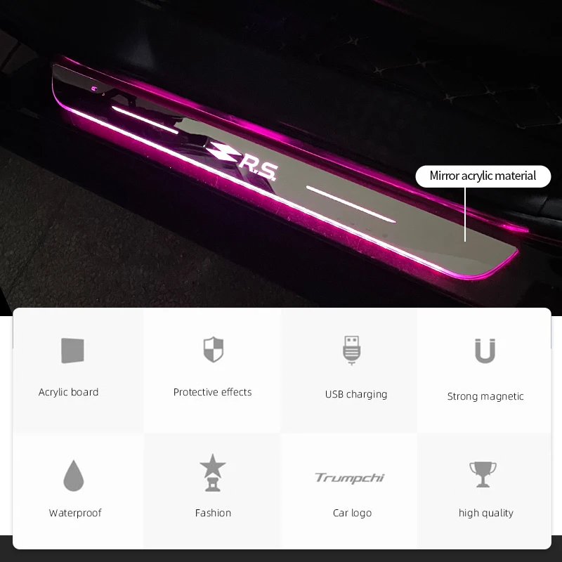 LED Welcome Pedal Car Scuff Plate Pedal Door Sill Pathway Light For Renault RS Clio Lanuna Logan QM6 Scenic Auto Accessories