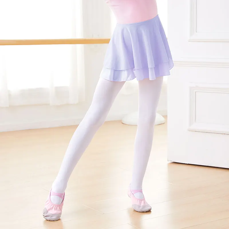 Girls Ballet Skirt Elastic Waist Dance Skirt Kids Mesh Short Skirt Double Layers Ballet Dance Skirt Tutu Dress Ballet Costumes