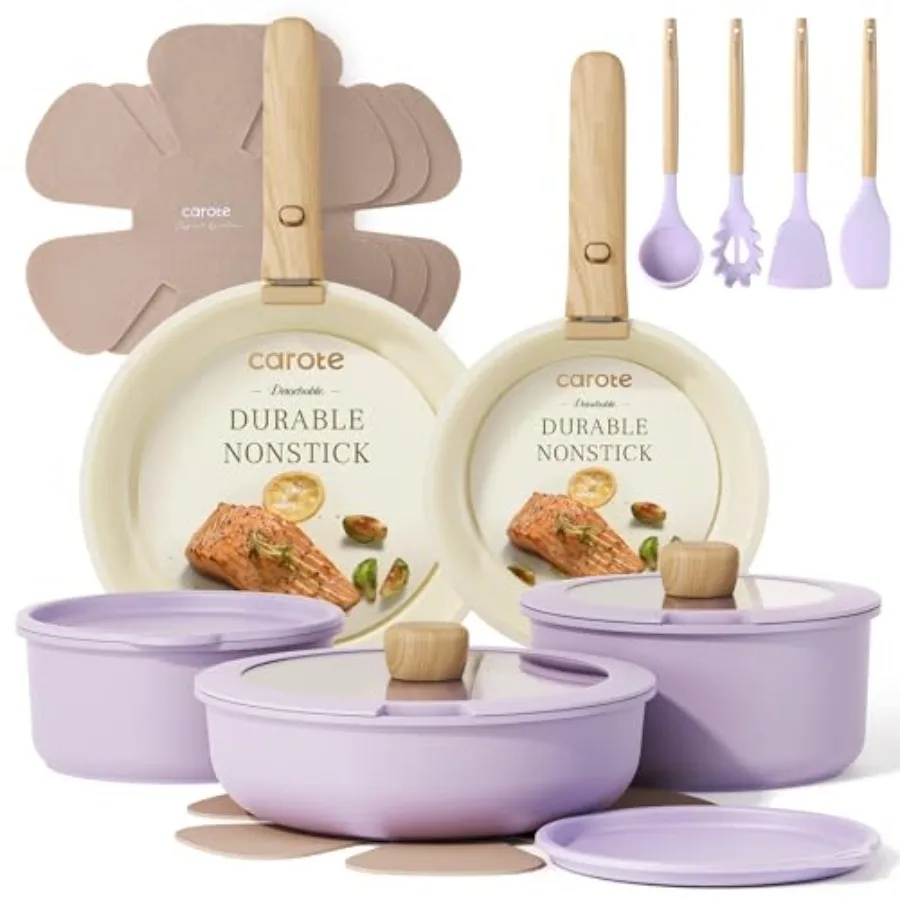 Pots and Pans Set Non Stick, Cookware Sets, Kitchen Set, Oven/Fridge Safe, Space Saving Pots Set, Nonstick Set with Versatile R
