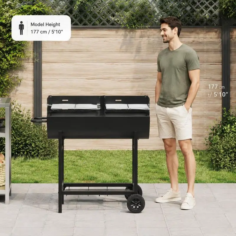 Barbecue au charbon 96,5 x 42,5 x 88,5 cm Noir