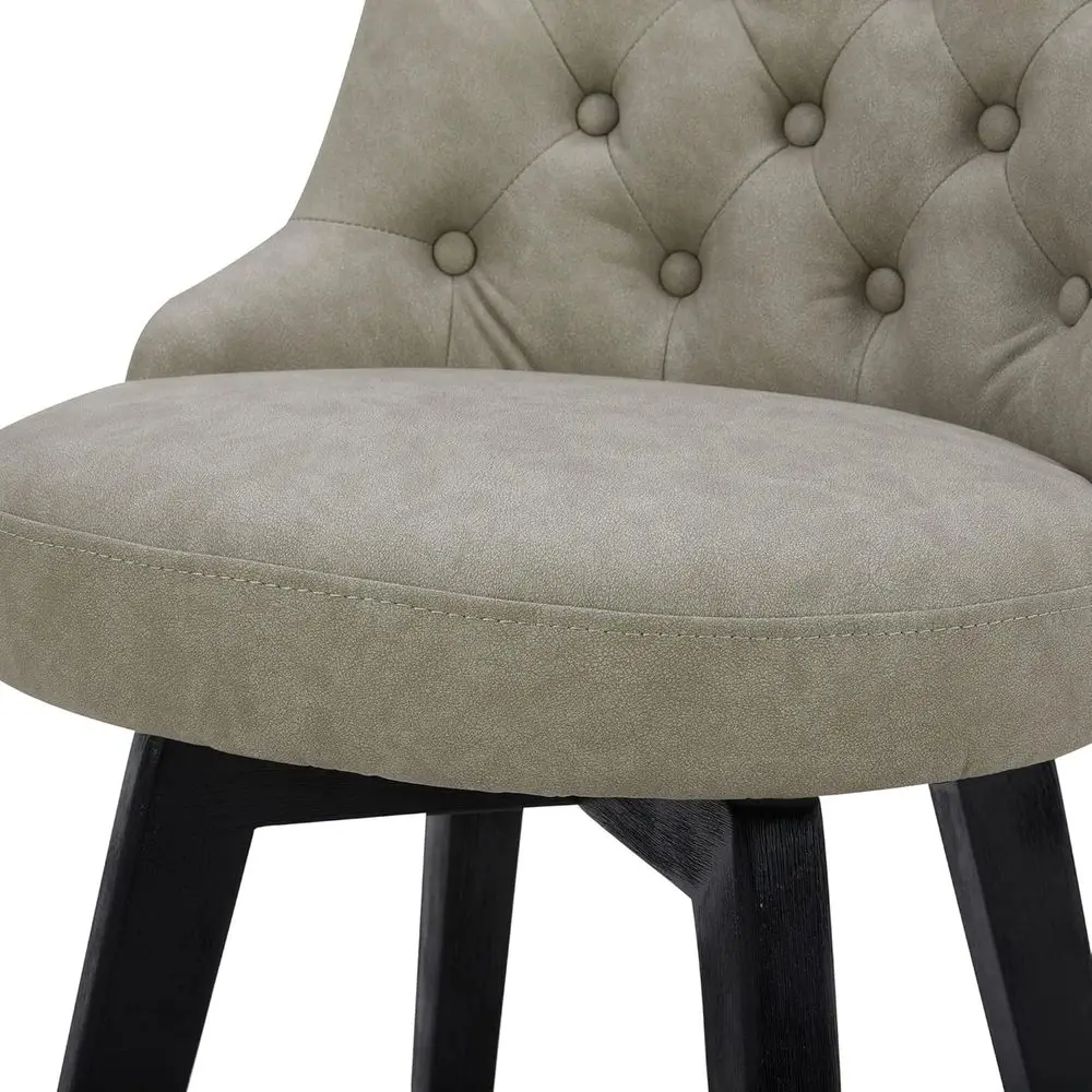 Drehbare Thekenhocker aus Leder mit Rückenlehne, 26 Höhe, Steingrau, 2er-Set