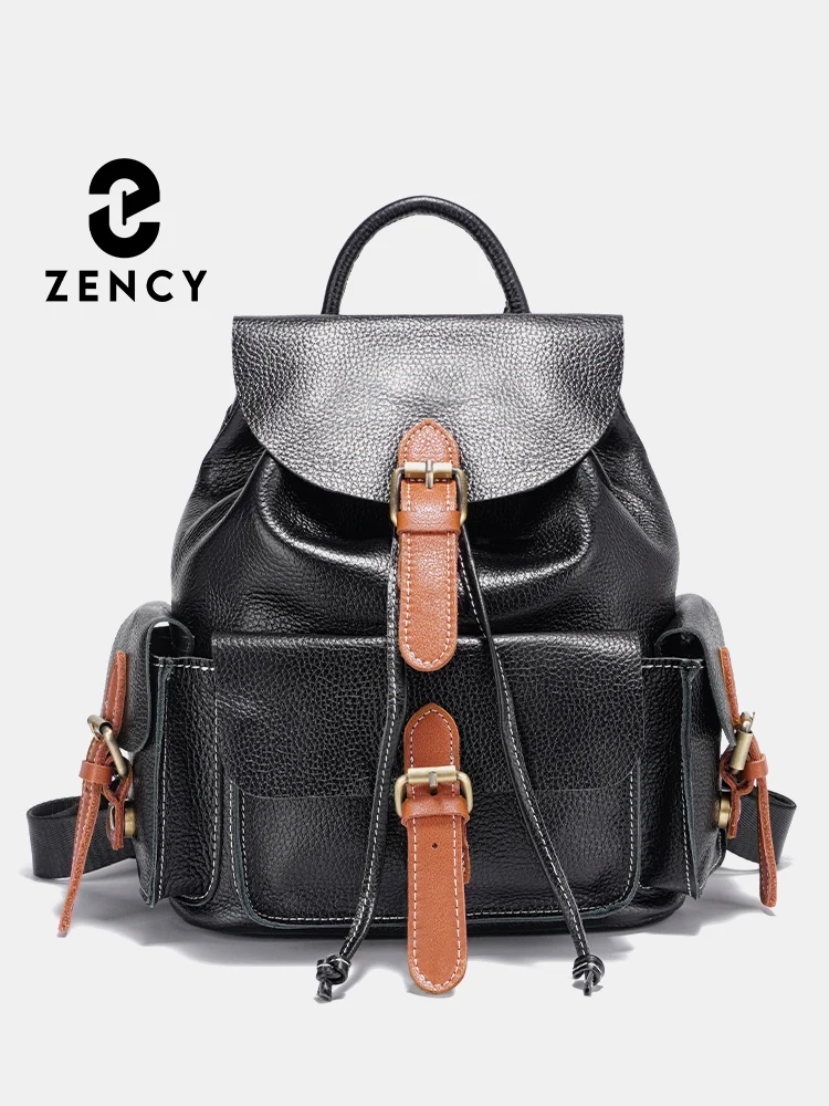 Zaino Zency in vera pelle al 100% per donna Borsa da trekking da viaggio di grande capacità Zaino grande classico per ragazze da donna urbane con