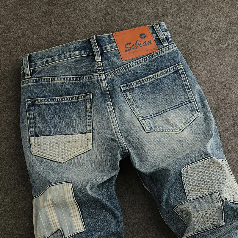 Jean Bleu Délavé Déchiré pour Homme, Pantalon Droit, Slim, de Haute Qualité, de Styliste, Hip Hop