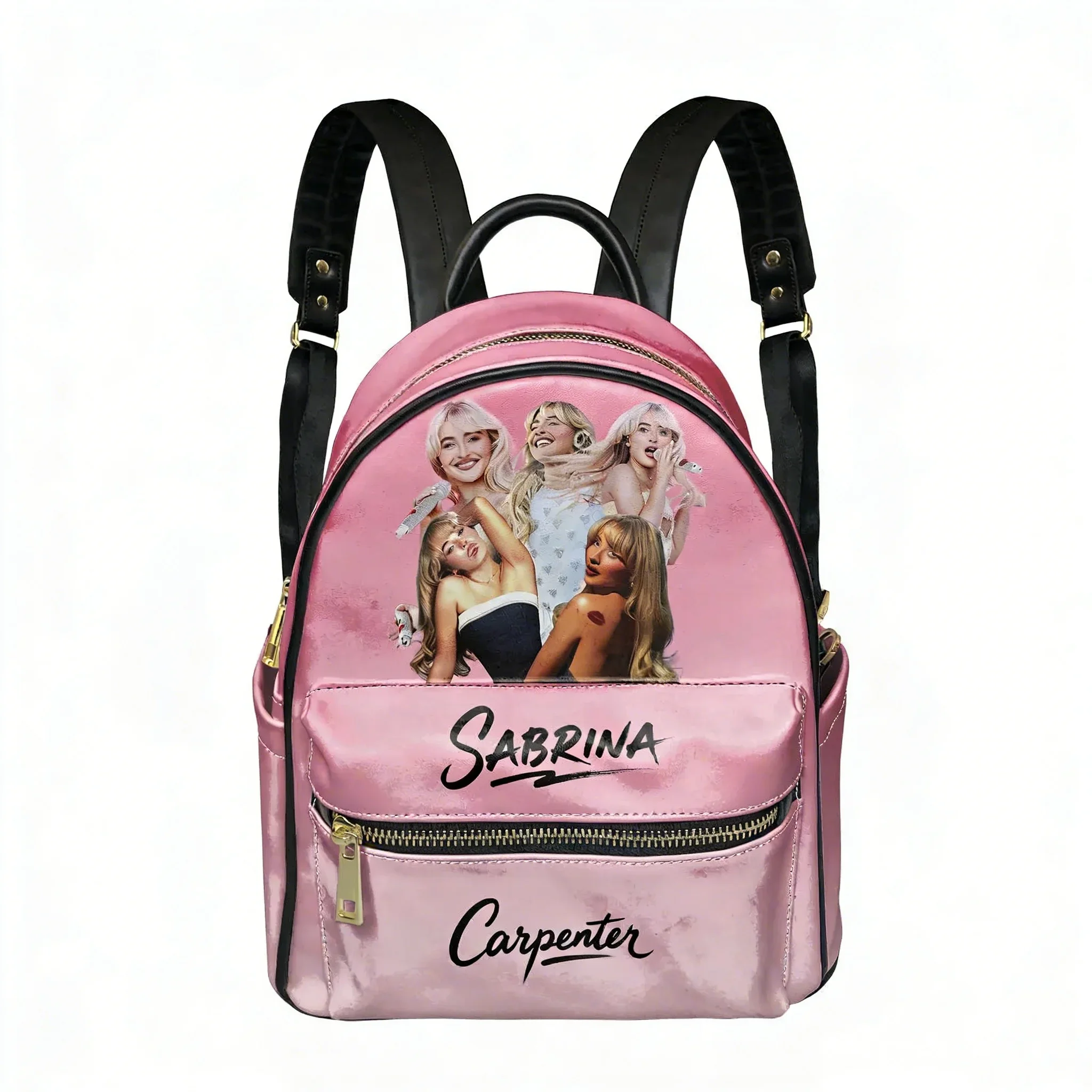 Sabrina Carpenter PU Backpack Women Men Knapsack Pop Singer Personalized Image Double Shoulder Bag Fashion Rucksack Gift Daypack