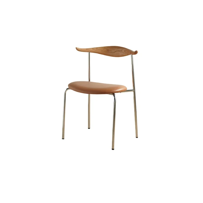 

Horn chair Nordic creative designer ins simple dining chair solid wood backrest chair home
