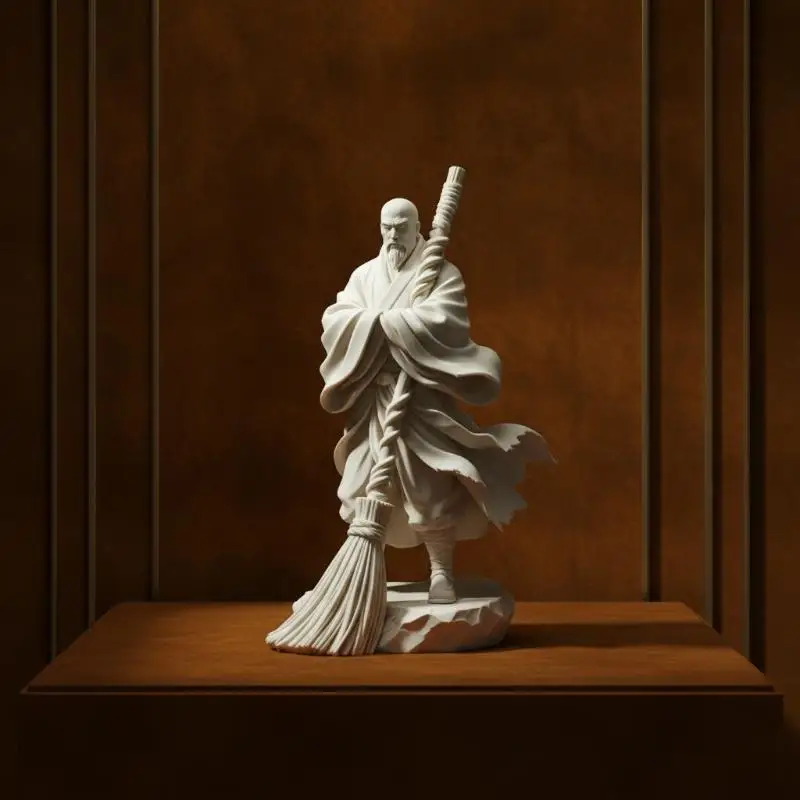 1Pcs Zen Oriental Monk Figurine With Flowing Robe Elder Sculpture Chinese Style Statue For Tea Room Meditation Table Decor