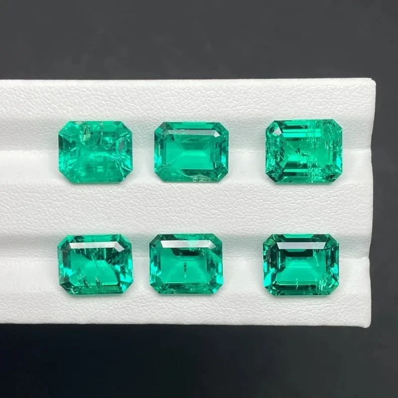 Lab Grown Columbia Emerald Cut Emeralds Hydrothermal Hand Cutting  Advanced Jewelry Making Materials 0.91-1.83ct AGL Certificate