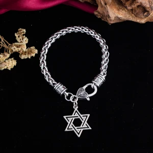 LIKGREAT Bracelets Étoile de David pour hommes femmes Bracelet à chaîne vintage en forme de cœur en blé Amulette juive Israël Bijoux 12 meilleurs bracelets en vente en Israël - No 9