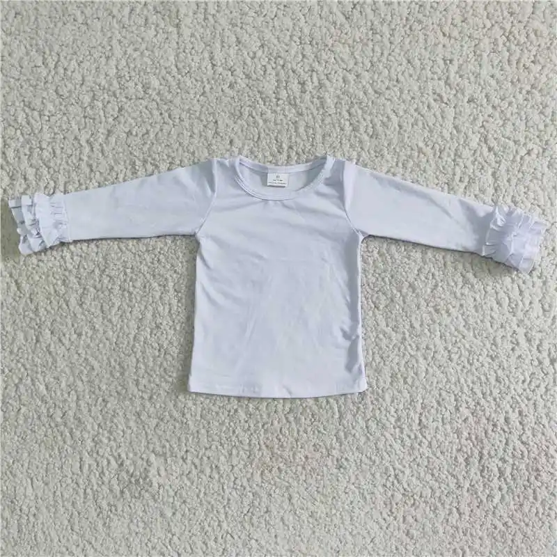 Z1022-13 Wholesale Girls Summer Long Sleeve Top Round Neck Pattern Printed Fabric Soft And Bright Colors